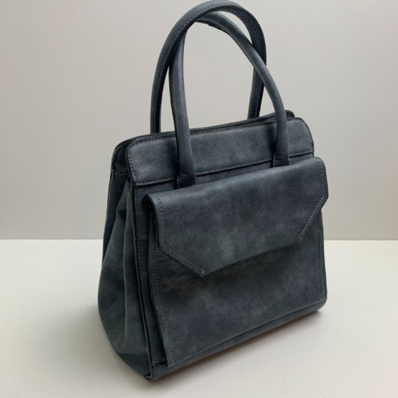Urban Expressions Distressed Gray/Blue Certified Vegan Satchel - Picture 1 of 8